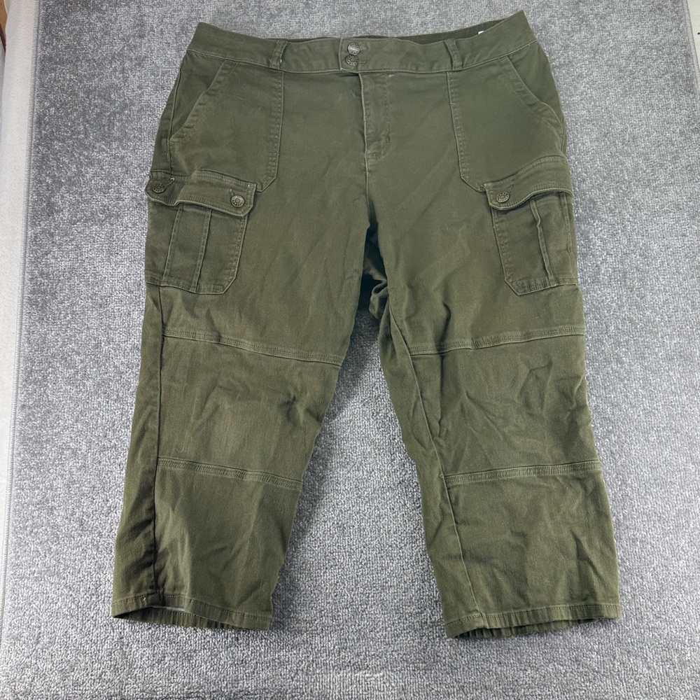 Project Blue Olive Green Cargo Capri Pants Womens Plus 20W Mid Rise